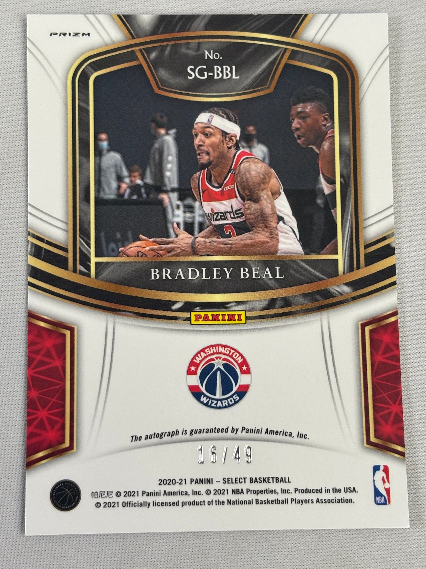 2020-21 Panini Select Basketball Bradley Beal Auto /49 Washington Wizards