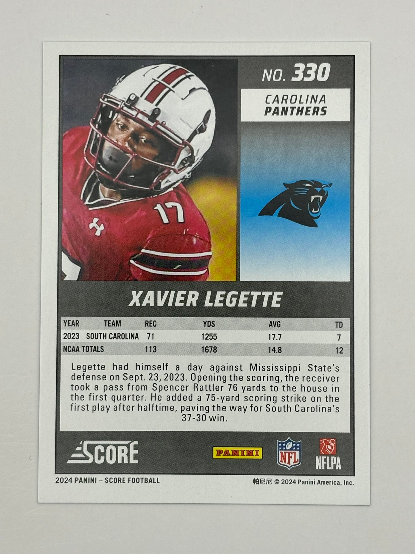 2024 Score Xavier Legette Blue Artist Proof /35