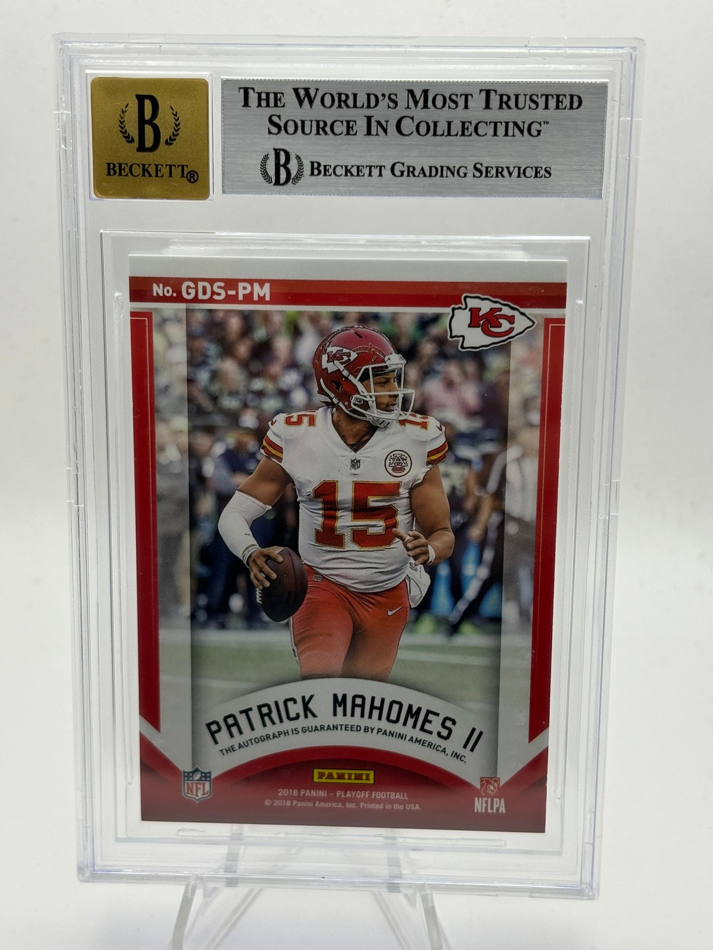 2018 Playoff Game Day Signatures Patrick Mahomes Auto /50 BGS 9 Auto 10