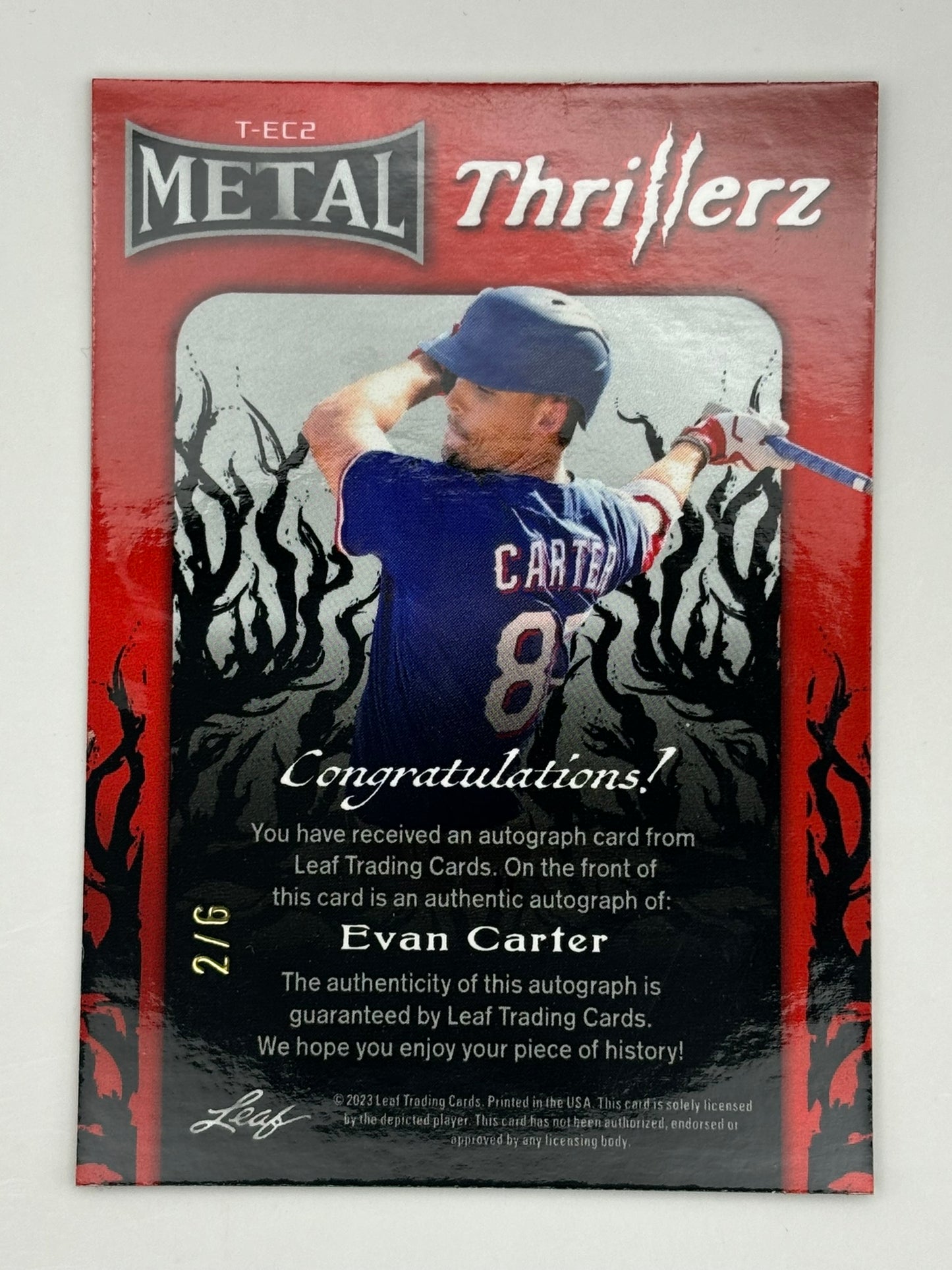2023 LEAF METAL EVAN CARTER THRILLERZ AUTO 2/6