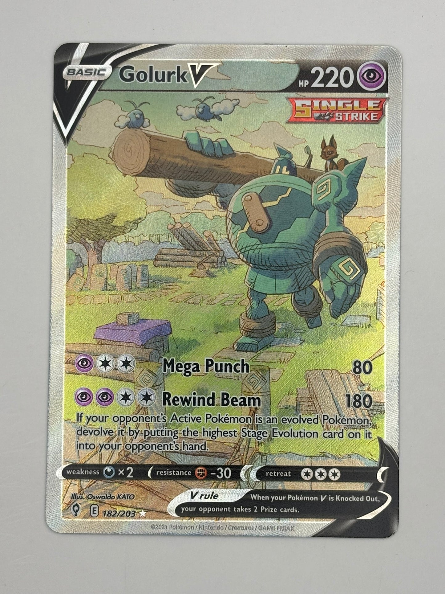 Pokemon Golurk V 182/203 Evolving Skies Full Alt Art Ultra Rare