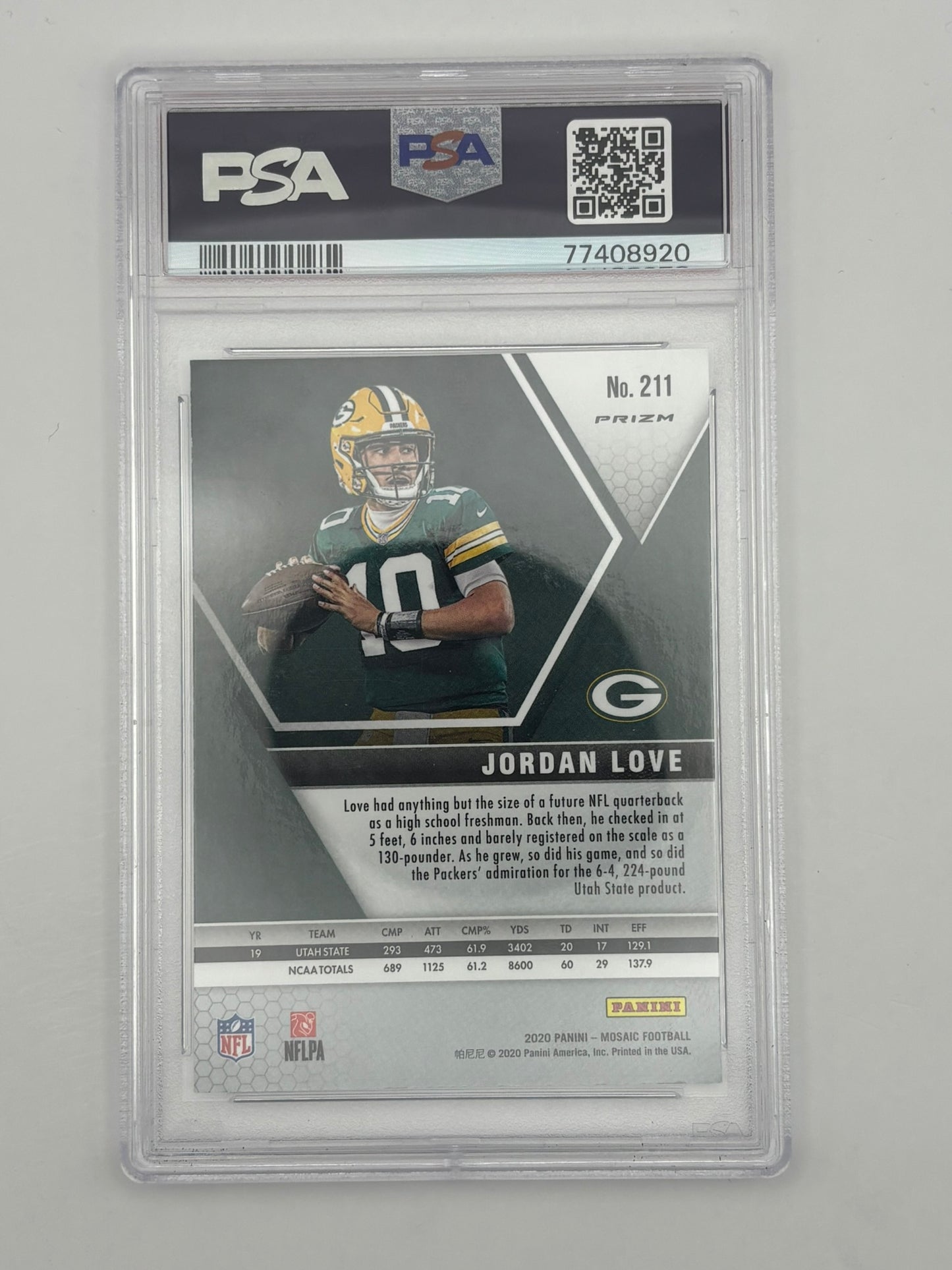 2020 Mosaic Jordan Love Silver mosaic Rookie RC PSA 9