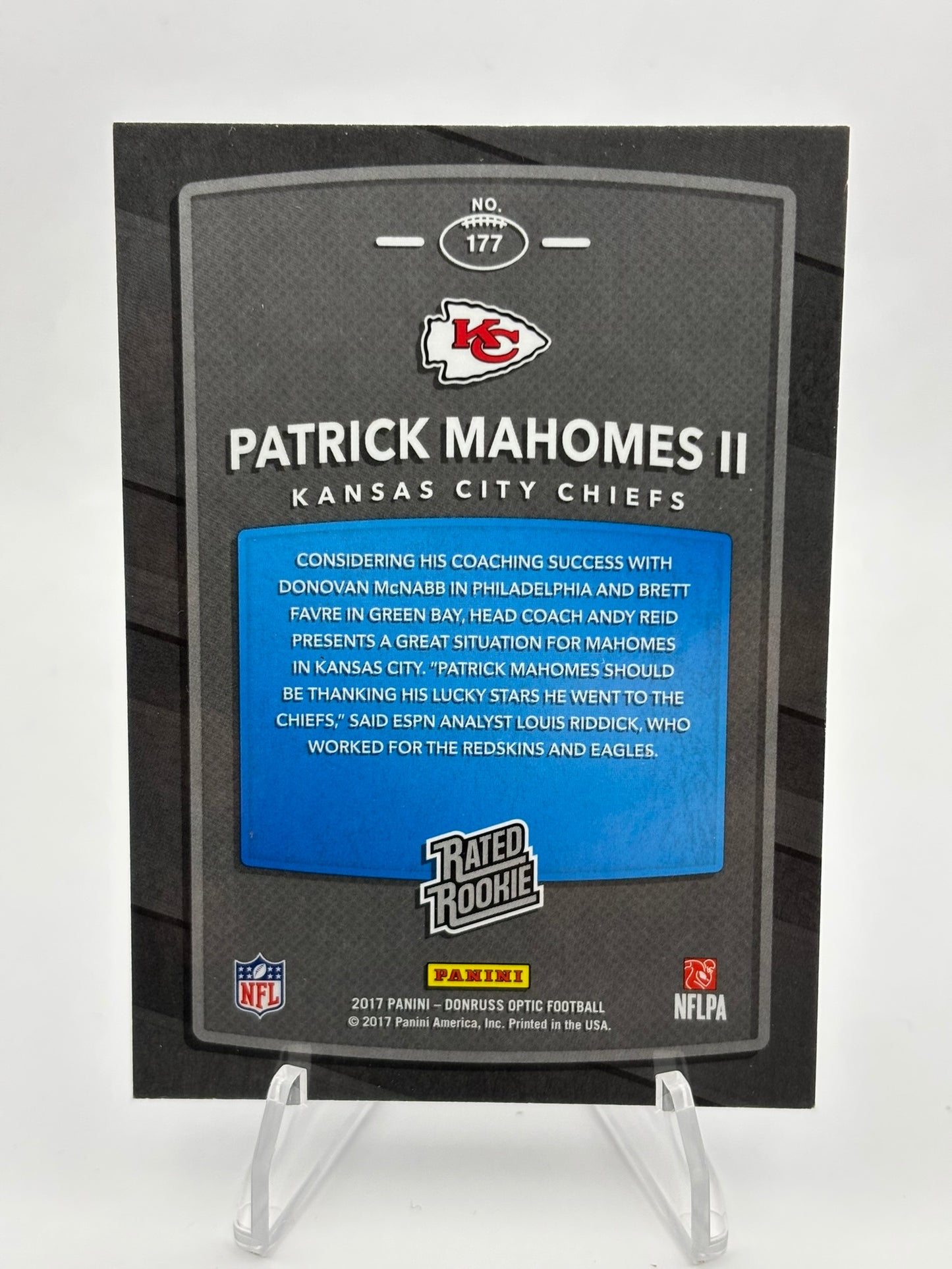 2017 Donruss Optic - Rated Rookie #177 Patrick Mahomes II (RC)