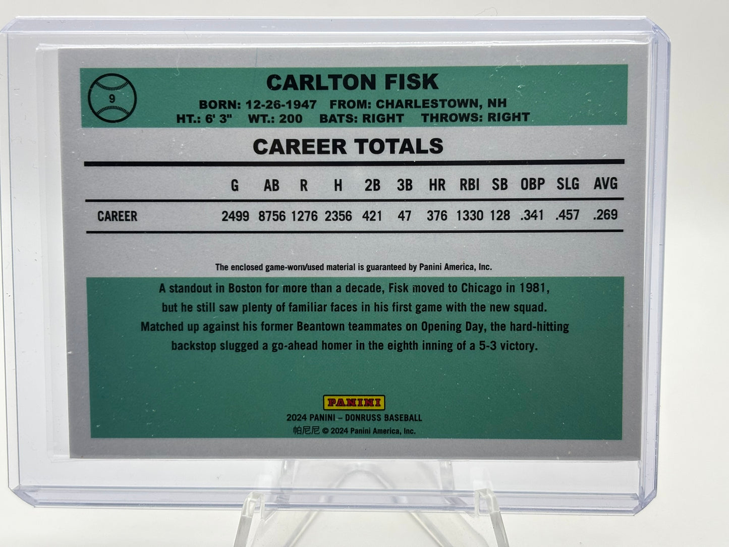 2024 Panini Donruss Retro 1984 Materials Gold 8/10 Carlton Fisk #9