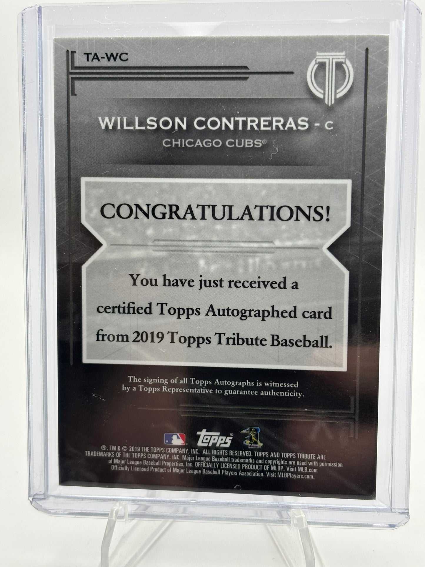 2019 Topps Tribute Tribute Auto /199 Willson Contreras #TA-WC Auto
