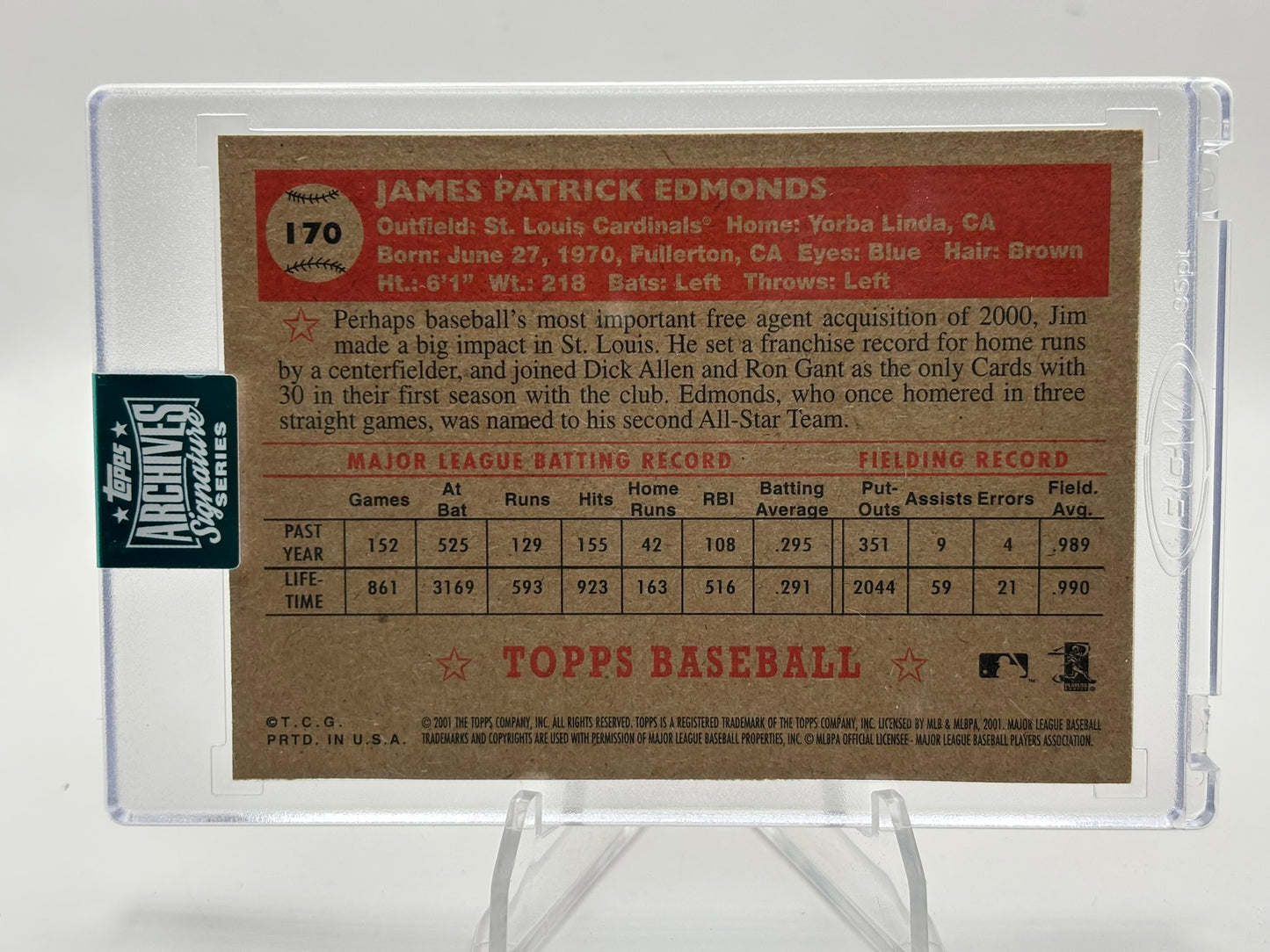 2024 Topps Archives Jim Edmonds Signature Series /7 On Card Auto