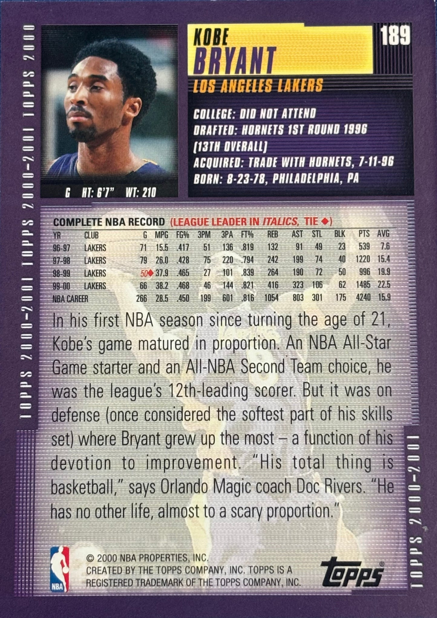2000-01 Topps Kobe Bryant