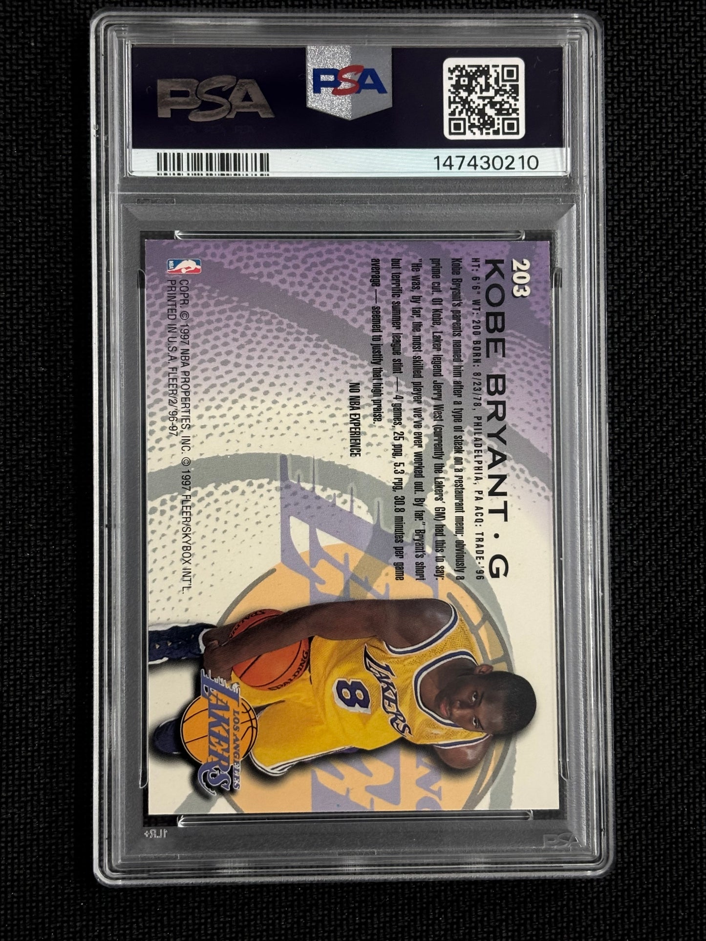 1996 Fleer Kobe Bryant PSA 7 Rookie RC