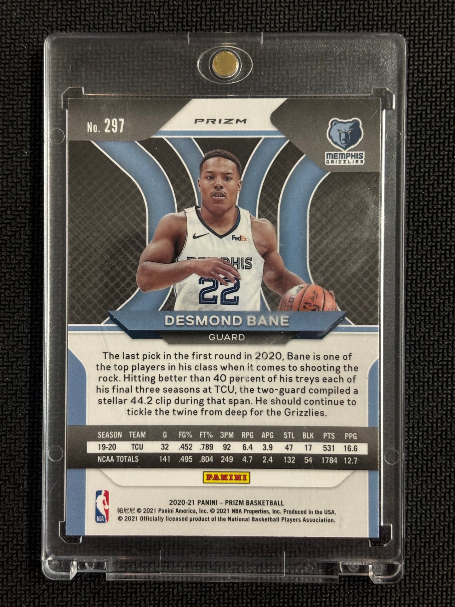 2020-21 Panini Prizm Basketball Desmond Bane RC Rookie Purple