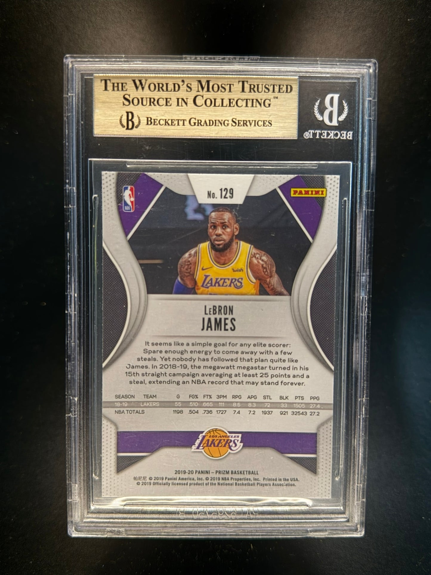2019-2020 Panini Prizm LeBron James BGS 9.5