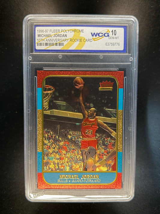Michael Jordan 1996-97 Fleer Polychrome 10th Anniversary Rookie Card WCG 10