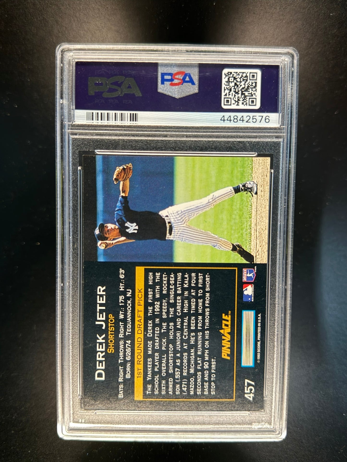 1993 PINNACLE #457 DEREK JETER ROOKIE RC PSA 9