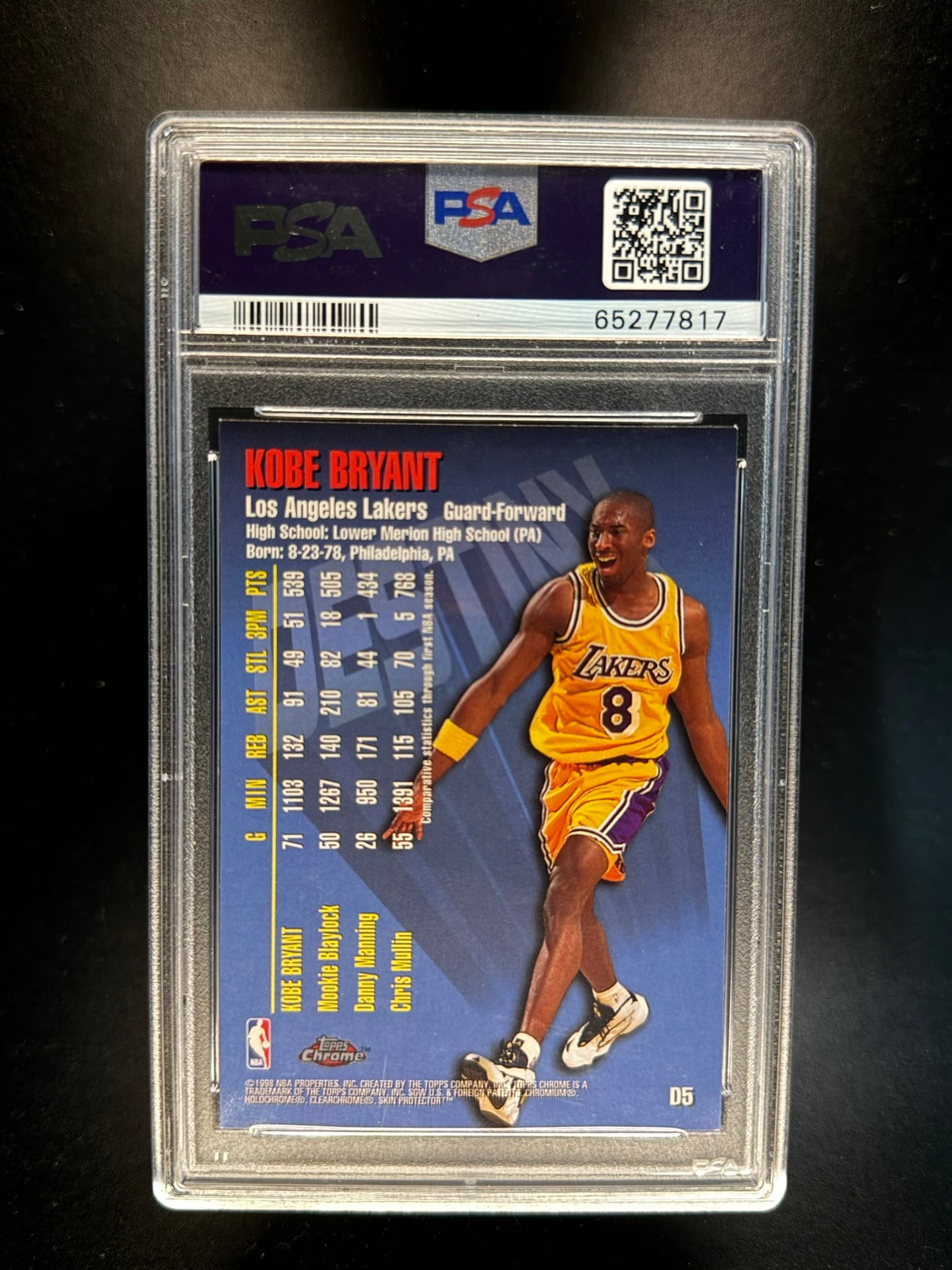 1997 TOPPS CHROME DESTINY #D5 KOBE BRYANT PSA 8