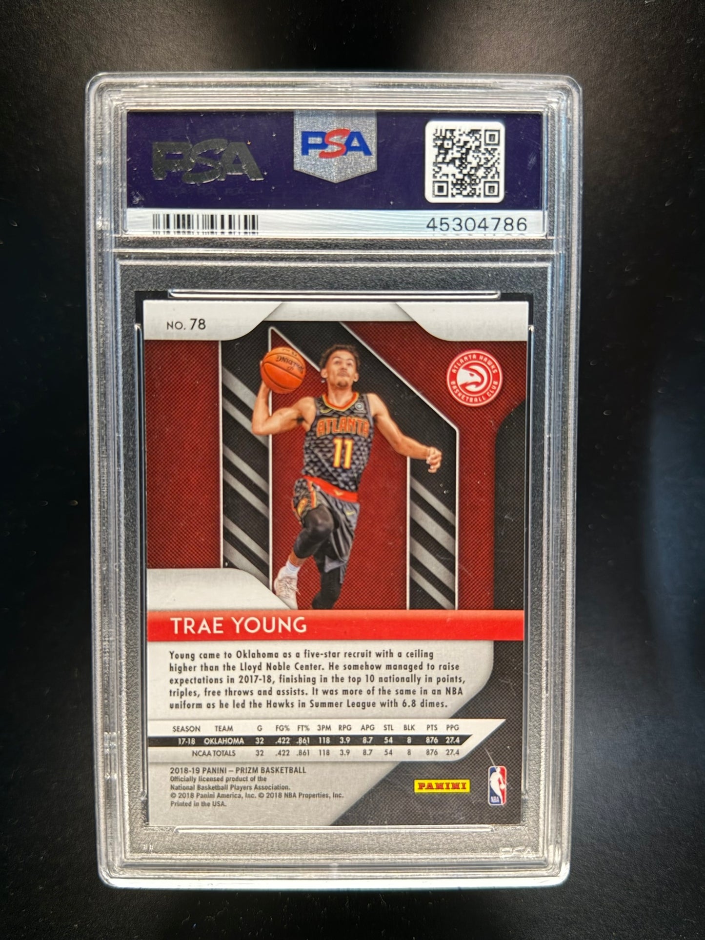 2018 PANINI PRIZM #78 TRAE YOUNG ROOKIE PSA 9