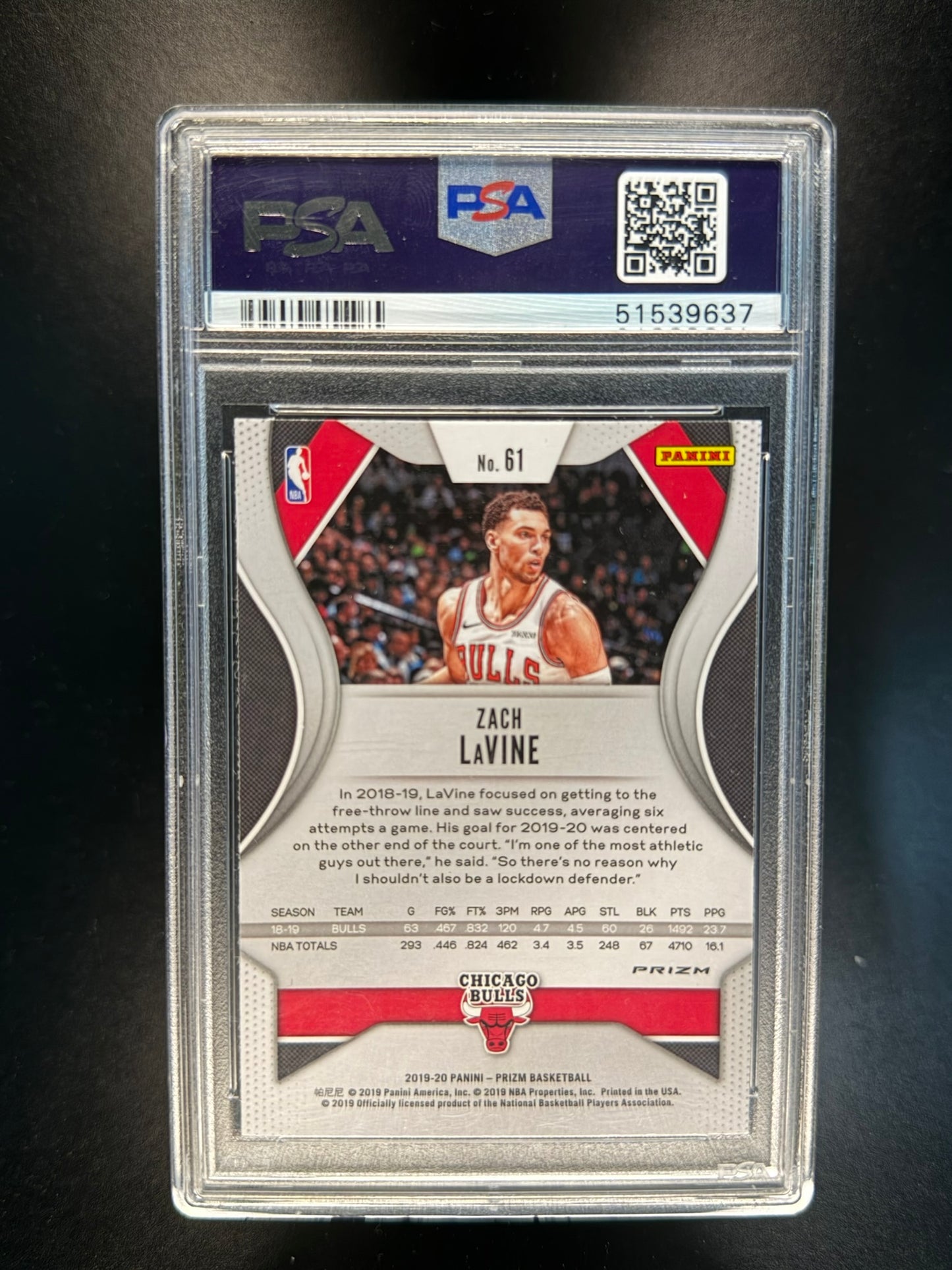 2019 PANINI PRIZM #61 ZACH LaVINE PINK ICE PSA 10