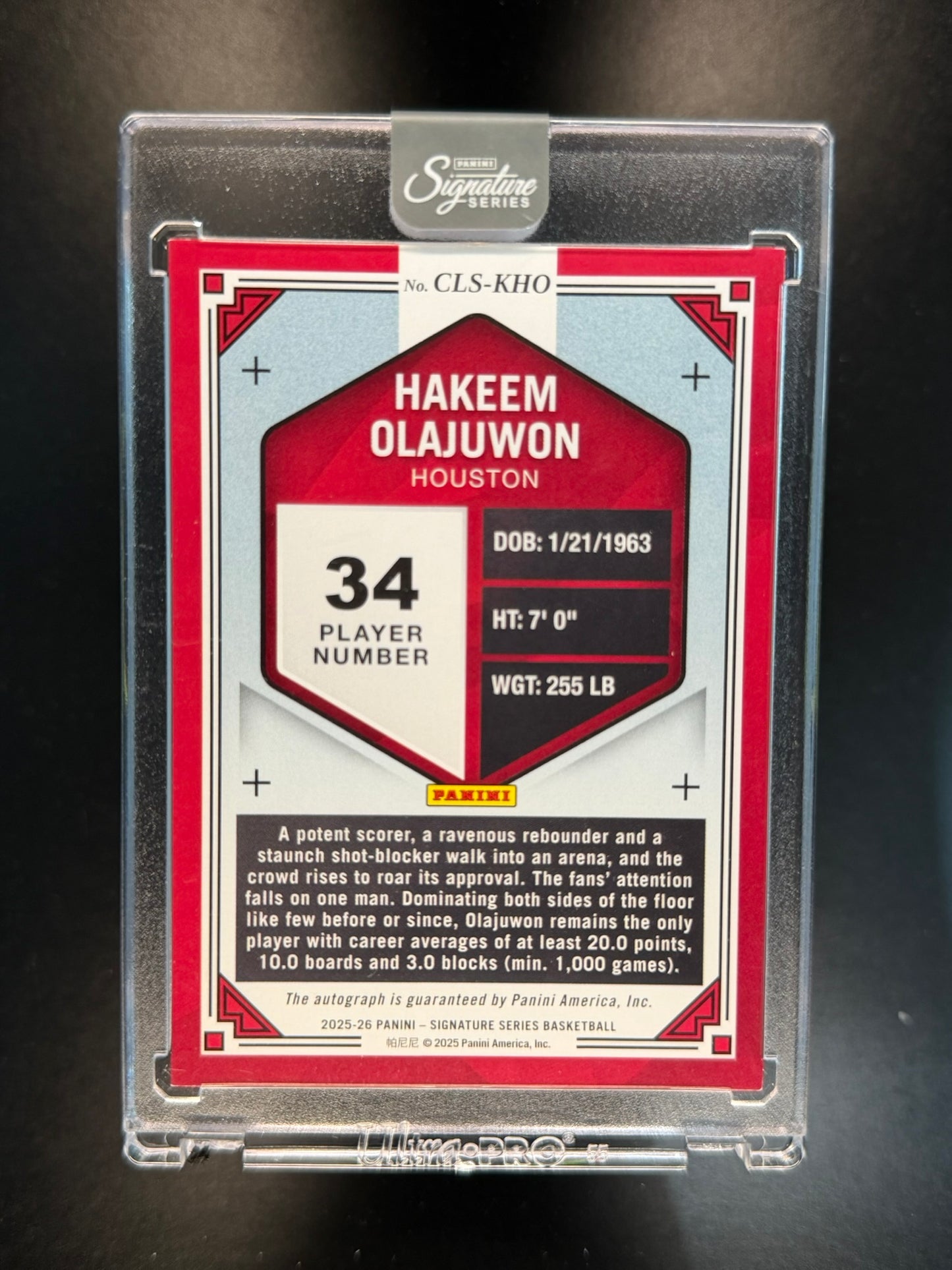 2025-26 Panini Signature Series Hakeem Olajuwon Classification Auto /49 Rockets