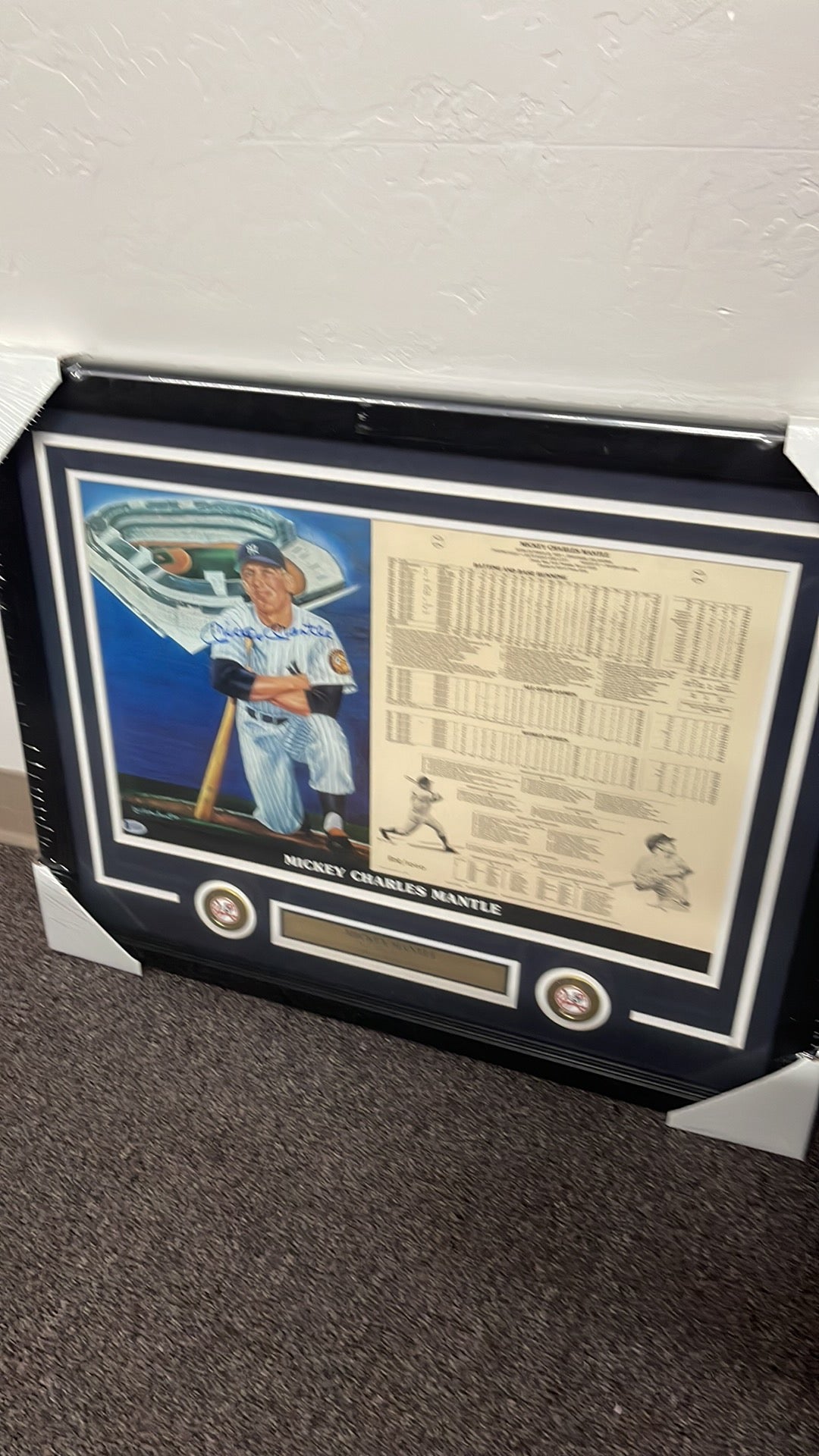 Mickey Mantle Framed Signed Picture