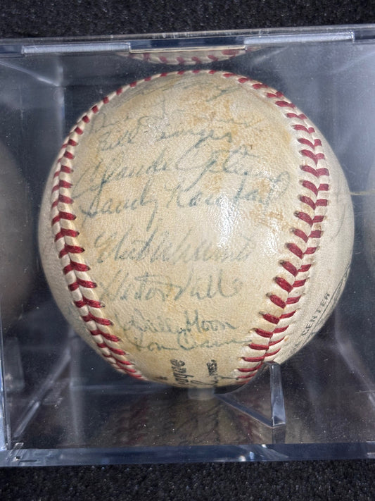 1965 Los Angeles Dodgers Team Signed Baseball JSA LOA Koufax Drysdale Wills Alston World Series Champs