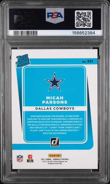 2021 PANINI DONRUSS #331 MICAH PARSONS SEASON STAT LINE PSA 9