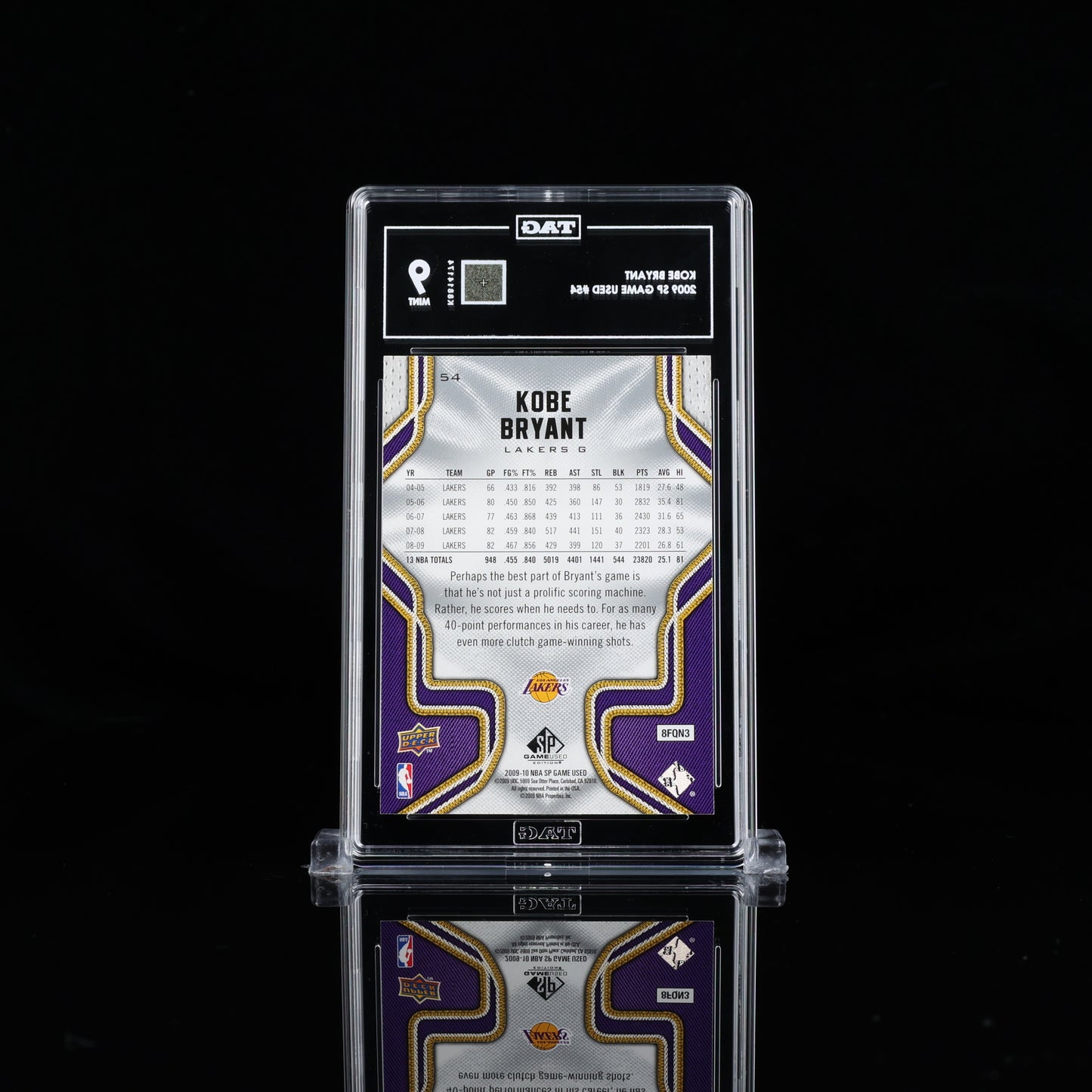 2009 SP GAME USED #54 KOBE BRYANT LAKERS HOF TAG 9