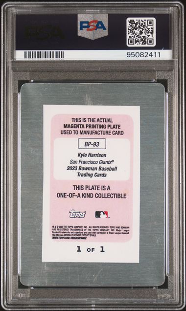 2023 BOWMAN PAPER PROSPECTS KYLE HARRISON MAGENTA PRINTING PLATE 1/1 PSA