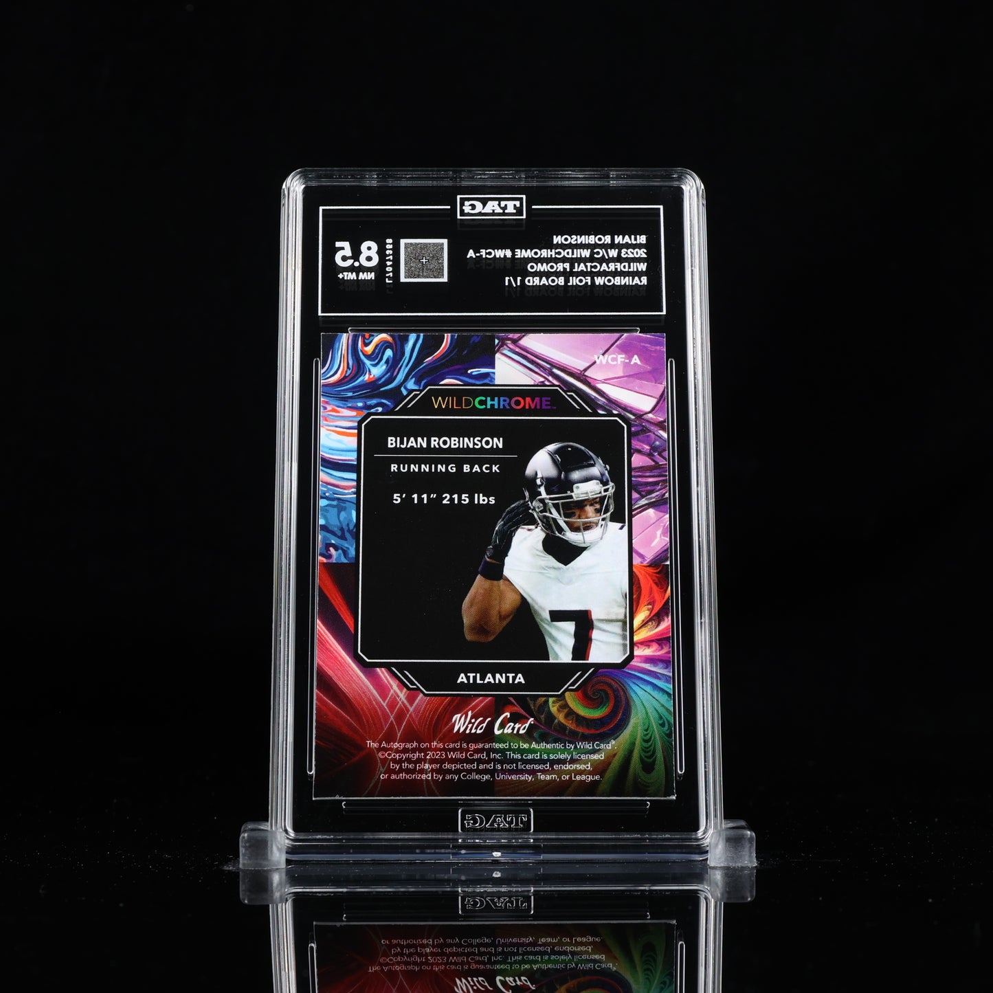 BIJAN ROBINSON 2023 WILD CARD WILDCHROME WILDFRACTAL PROMO RAINBOW FOIL BOARD 1/1 TAG 8.5