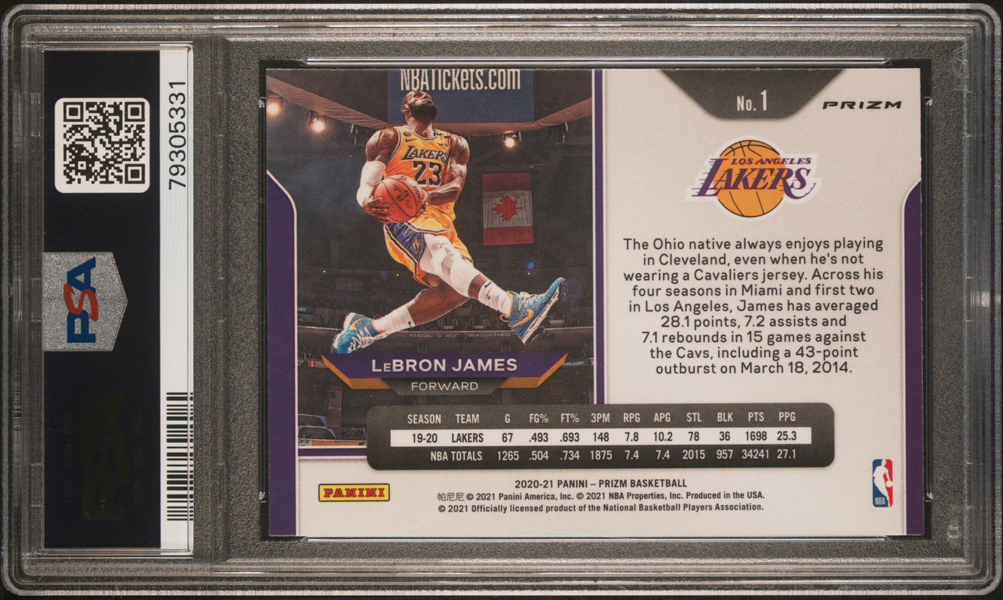2020 Prizm Red White Blue Lebron James Kobe Tribute PSA 10