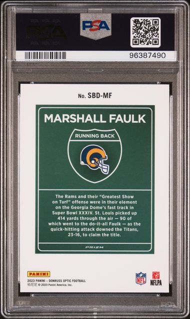 2023 PANINI DONRUSS OPTIC SUPER BOWL DOWNTOWN #SBDMF MARSHALL FAULK PSA 10