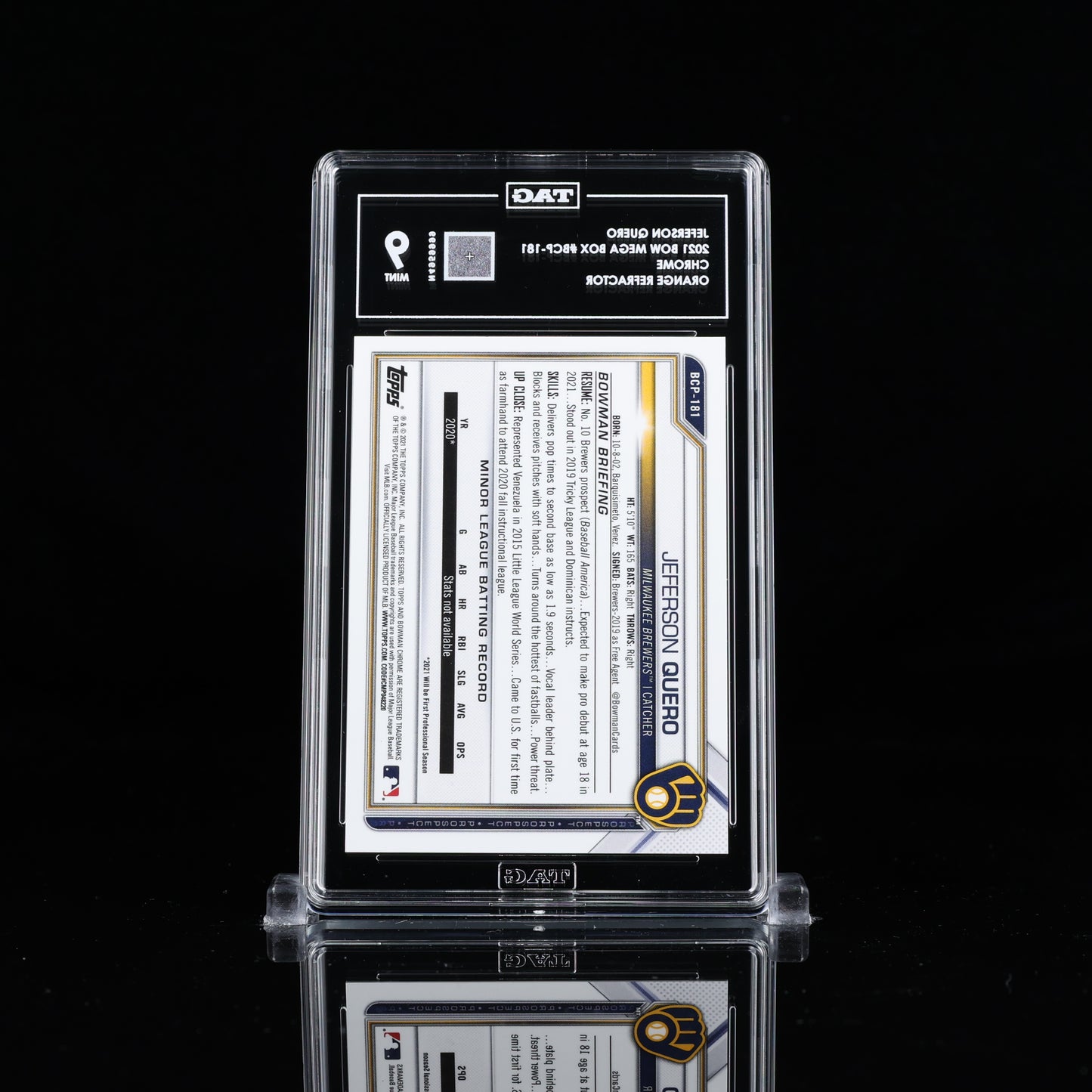 2021 Bowman 1st Jefferson Quero Orange Mojo Refractor /25 TAG 9