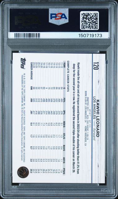 2024 TOPPS CHROME #120 KAWHI LEONARD BLACK GEOMETRIC 1/2 PSA 9