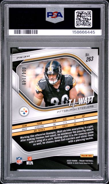 2025 PANINI PRIZM #263 TJ WATT RED WAVE /149 PSA 9