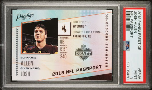 2018 PANINI PRESTIGE NFL PASSPORT #PPJA JOSH ALLEN NFL PASSPORT PSA 9