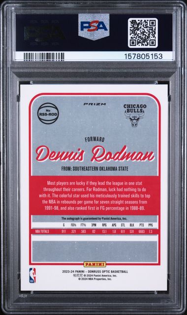 2023 PANINI DONRUSS OPTIC RETRO SERIES SIGNATURES DENNIS RODMAN AUTO PSA 10