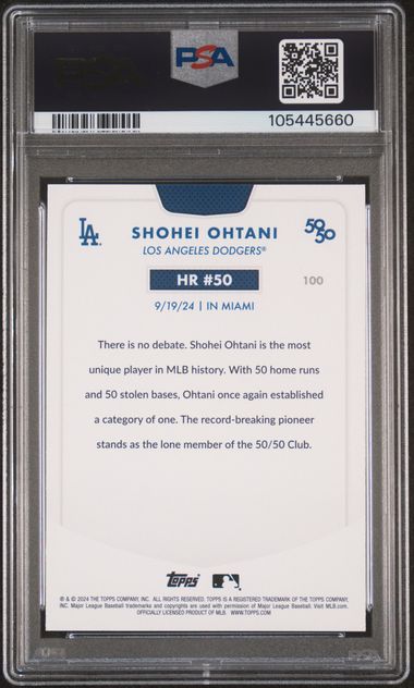 SHOHEI OHTANI 2024 TOPPS 50/50 HR #50 BASEBALL DODGERS PSA 7