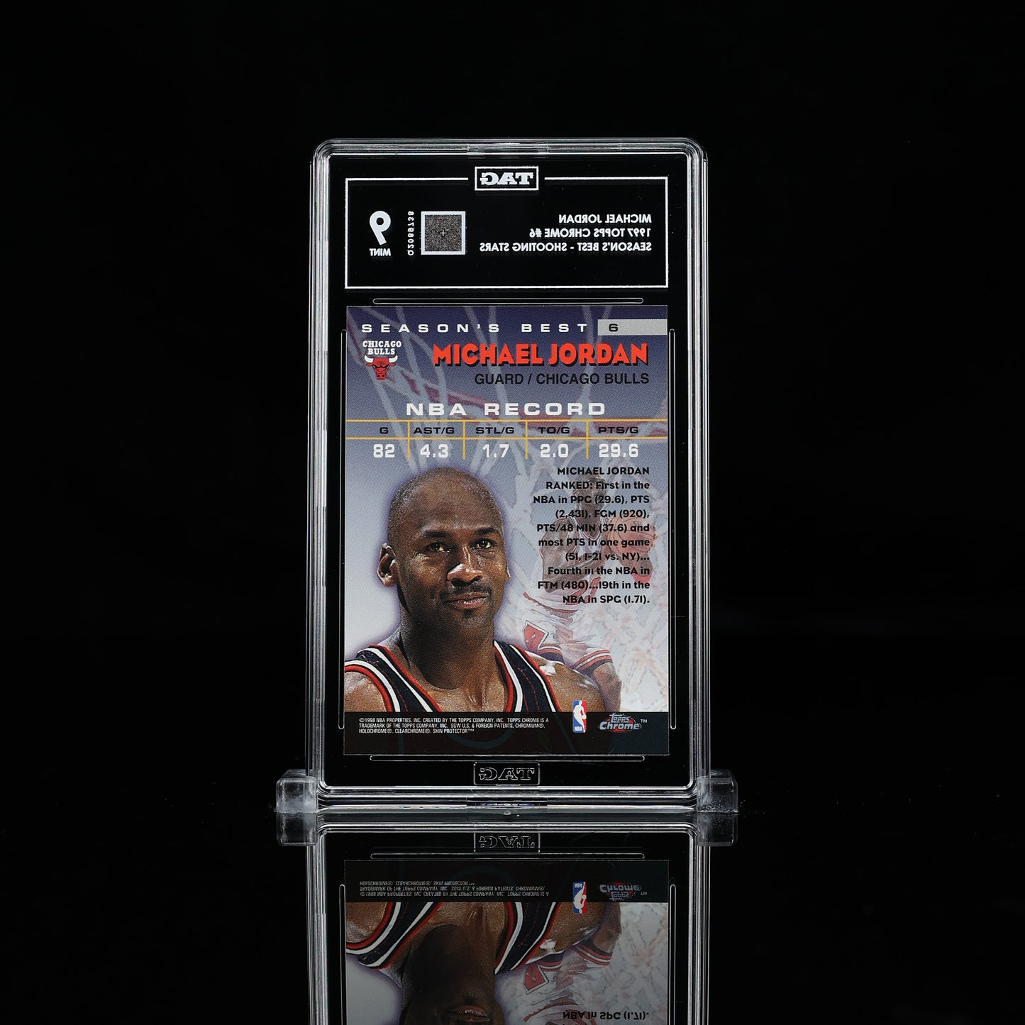 1997 TOPPS CHROME SEASON'S BEST SHOOTING STARS #6 MICHAEL JORDAN TAG 9 MINT