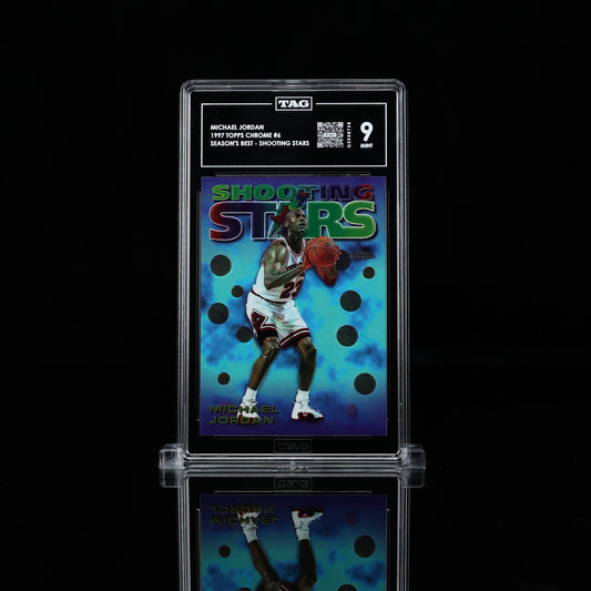 1997 TOPPS CHROME SEASON'S BEST SHOOTING STARS #6 MICHAEL JORDAN TAG 9 MINT