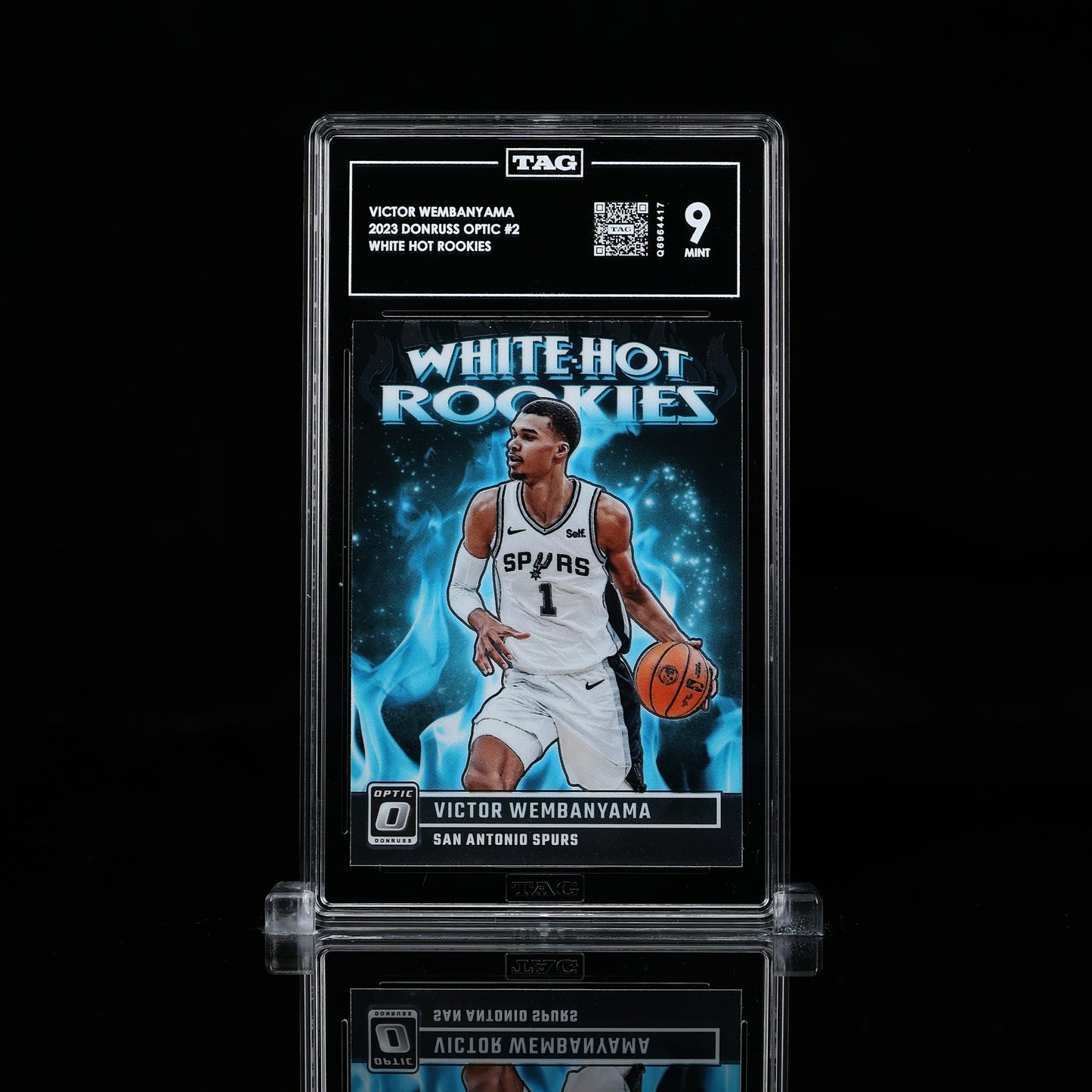2023 PANINI DONRUSS OPTIC WHITE HOT ROOKIES #2 VICTOR WEMBANYAMA ROOKIE RC TAG 9