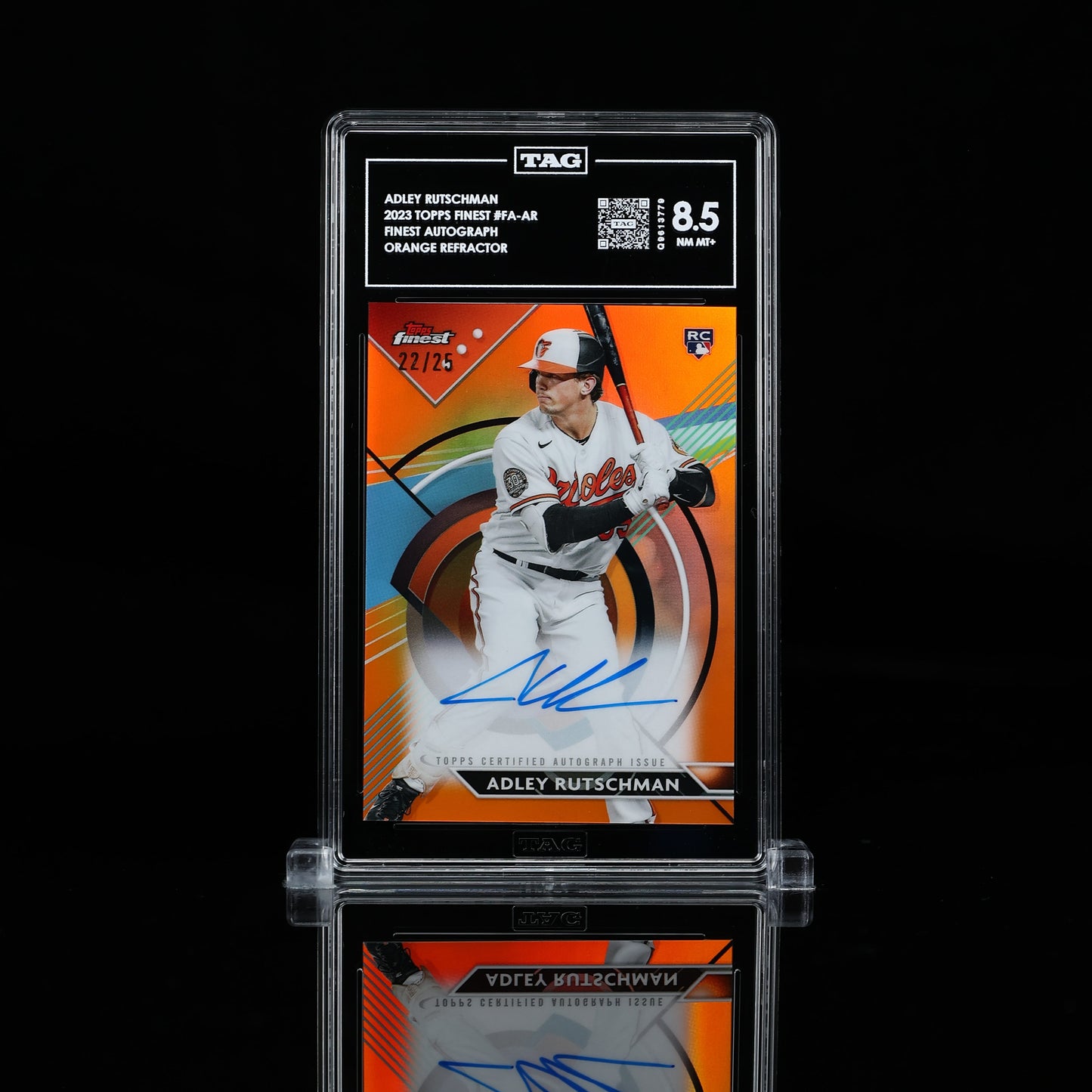 2023 Topps Finest Adley Rutschman RC Rookie Auto Orange /25 TAG 9