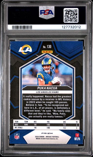 2024 PANINI MOSAIC #130 PUKA NACUA CAMO PINK PSA 10
