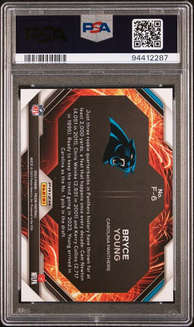 2023 PANINI PRIZM FIREWORKS #F6 BRYCE YOUNG FIREWORKS-GREEN ICE PSA 10