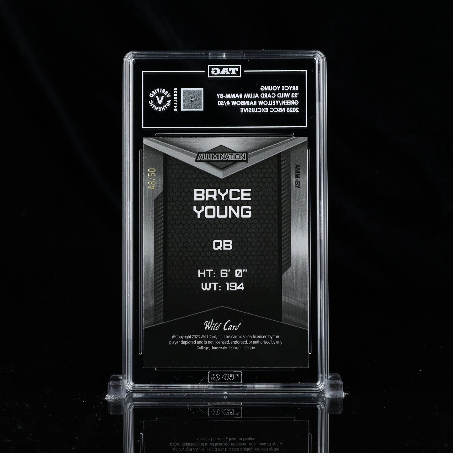 BRYCE YOUNG 2023 WILD CARD ALUMINATION #AMM-BY GREEN/YELLOW RAINBOW /50