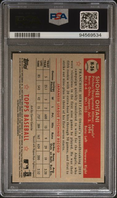 2018 TOPPS GALLERY HERITAGE #H-26 SHOHEI OHTANI ROOKIE PSA 10