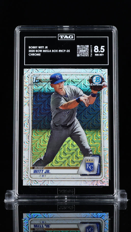 2020 Bowman 1st Chrome Bobby Witt Jr. Mega Box Mojo Refractor TAG 8.5