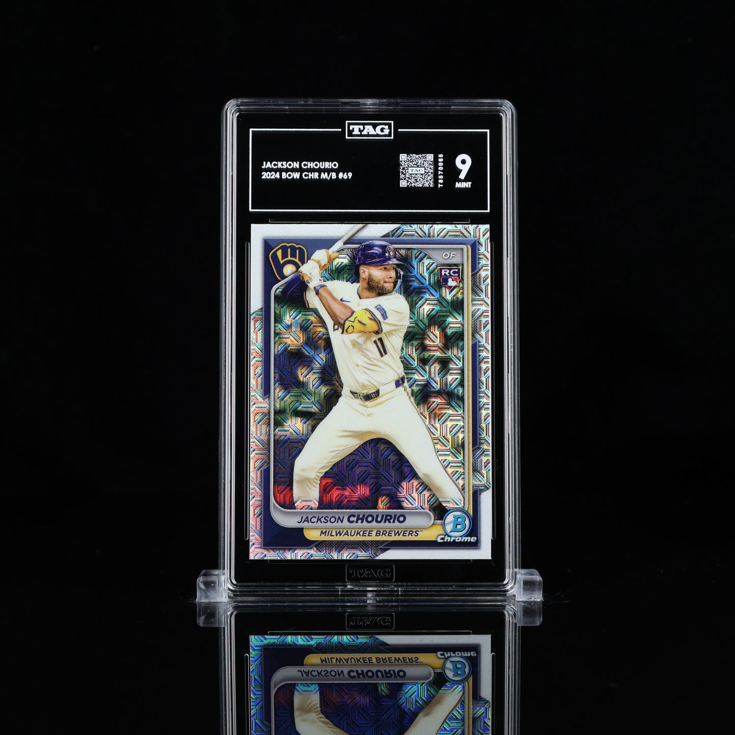 2024 Bowman Chrome Mega Box Jackson Chourio 69 Mojo Choice Refractor TAG 9 RC