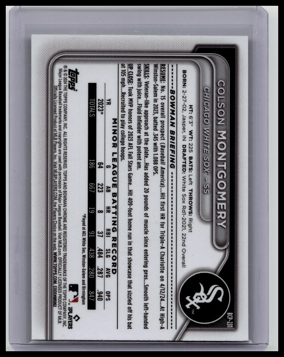 2024 Bowman Chrome Colson Montgomery Snakeskin /25