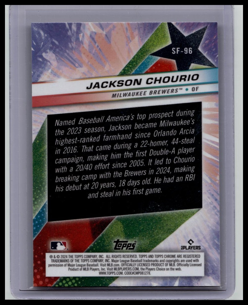 2024 TOPPS COSMIC CHROME BASEBALL JACKSON CHOURIO ROOKIE STARFRACTOR BREWERS