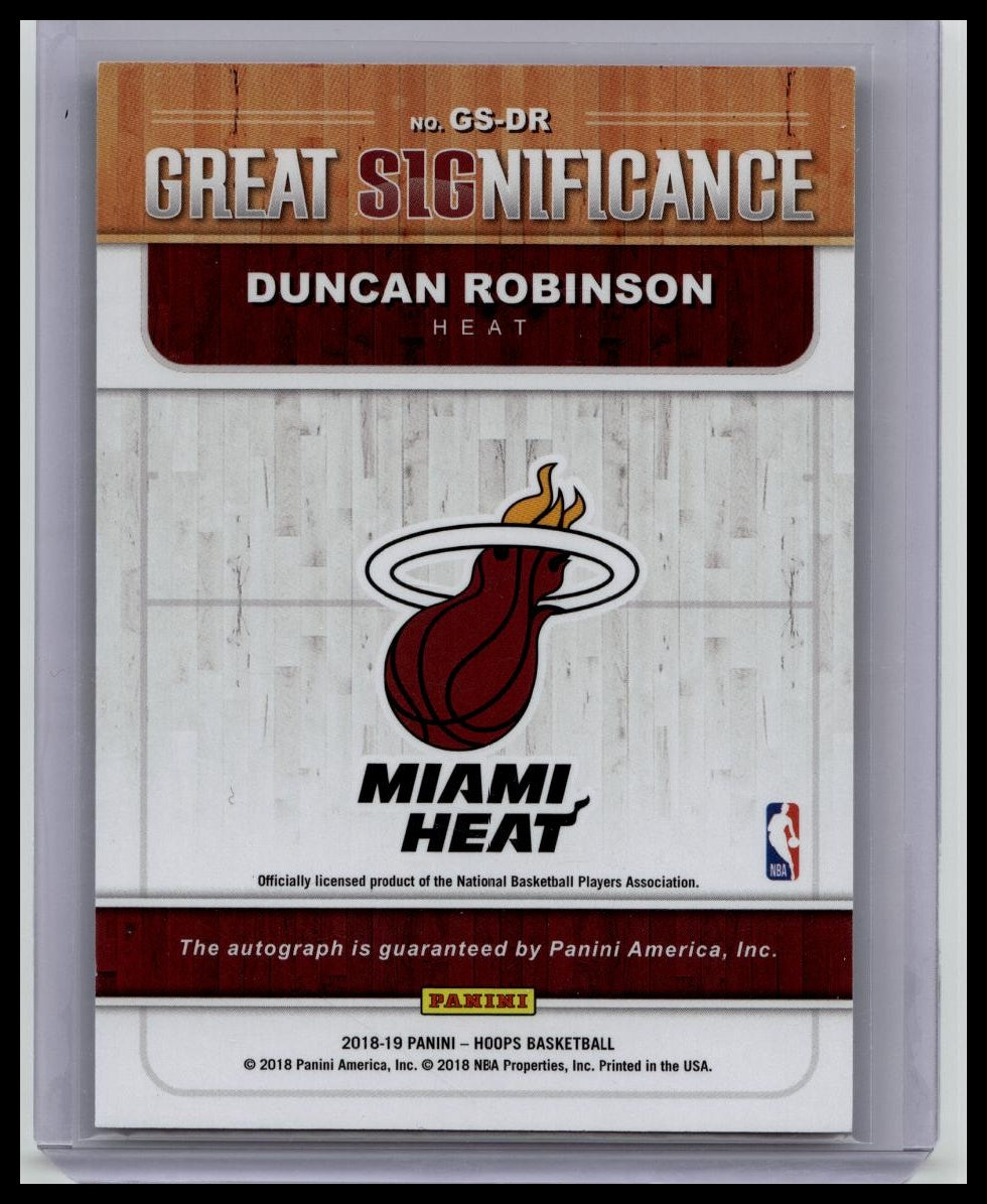 2018-19 Panini NBA Hoops Duncan Robinson Great Significance Auto HEAT