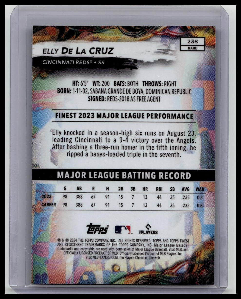 2024 Topps Finest Elly De La Cruz Rare Sky Blue Refractor Rookie RC #/150 Reds