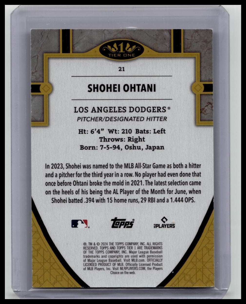 Shohei Ohtani - 2024 Topps Tier One Red Parallel /125 - Dodgers