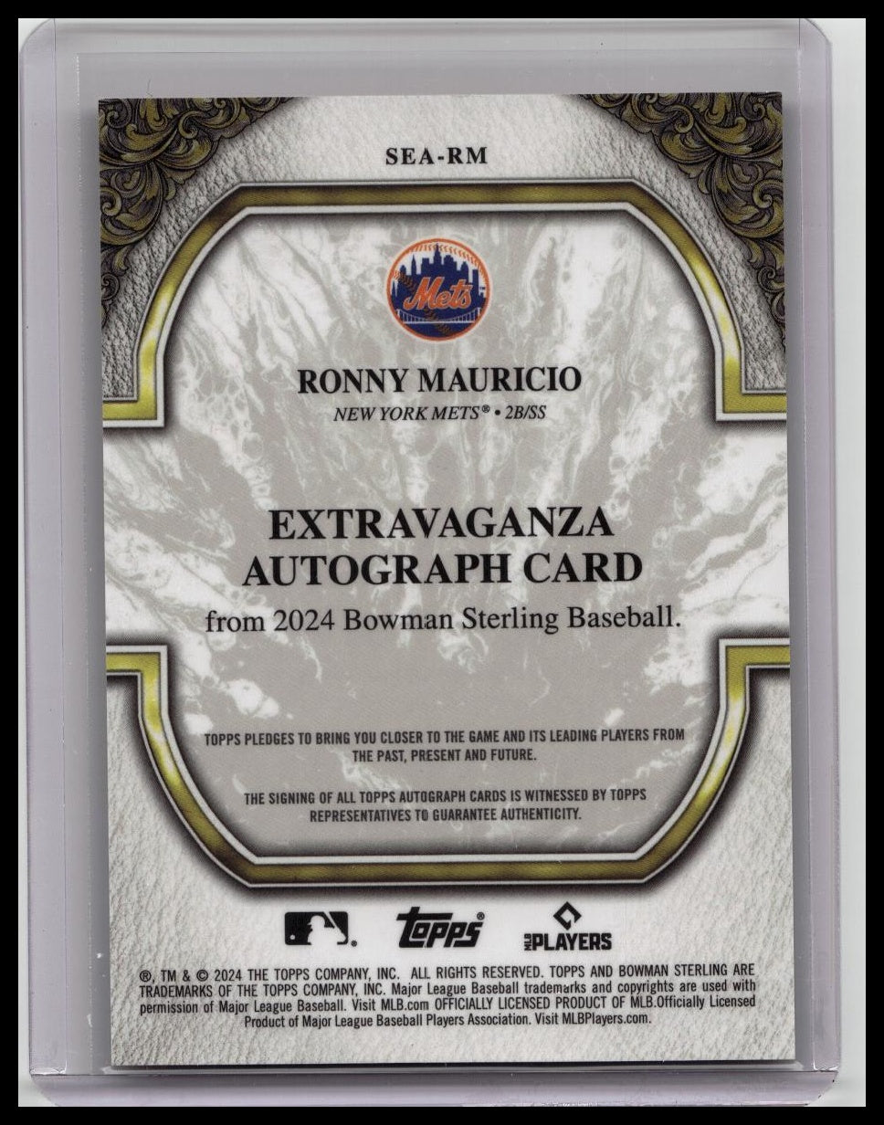 2024 Bowman Sterling Ronny Mauricio Rookie 13/15 Rose Gold Ref. Extravaganza Auto